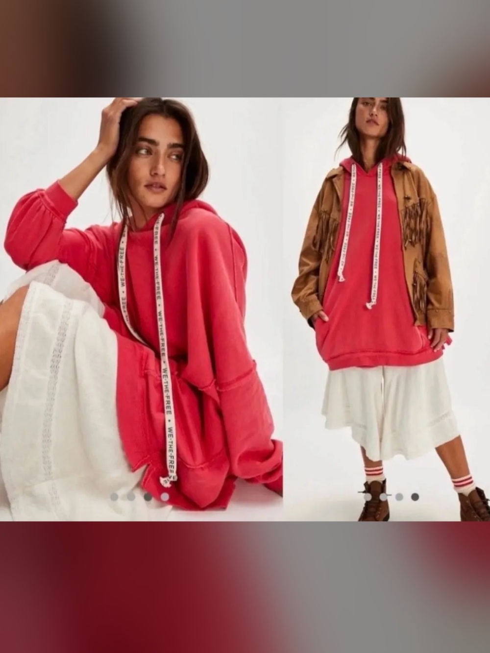 FP We the Free Hoodie NWT XS Oversized High Risk Red w/Branded (WTF) Drawstring!